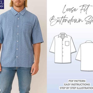 Mens Drop Shoulder Button-Down Shirt Sewing Pattern (PDF)