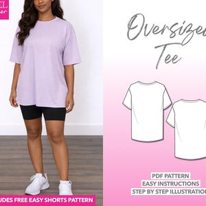Naaipatroon oversized T-shirt: longline top met verlaagde schouders (pdf-patroon, XS-XXXL)