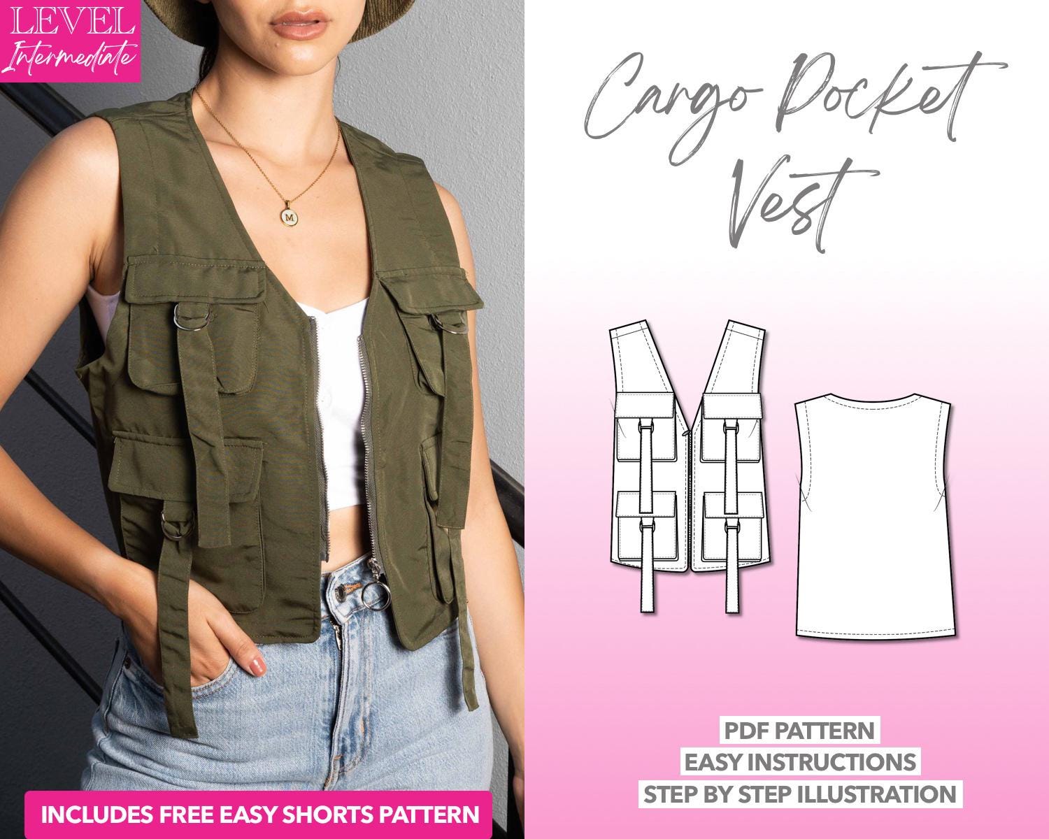 Vest Sewing Pattern Cargo Pocket Vest Pattern Utility Vest