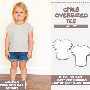 Patrón de costura para camiseta extragrande para niños de 4 a 7 años (patrón en PDF)