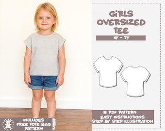 Kids Oversized Tee Sewing Pattern 4Y-7Y (PDF Pattern)
