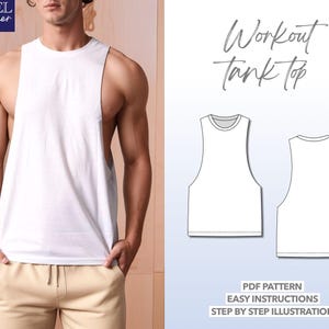 Oberteil Schnittmuster Workout Top Muster Tank Top Muster Tank Top PDF Schnittmuster Herren Schnittmuster Tank Schnittmuster Fitnessstudio Tank Schnittmuster Männer Top