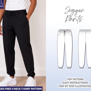 Mens Jogger Pants Sewing Pattern Beginner Friendly Sewing Pattern Mens PDF Pants Pattern Knit Pants Easy Sewing Project Sweatpants for Men