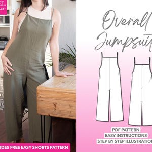 Overall Schnittmuster Damen Overall PDF Pattern Latzhose Schnittmuster Bequemer Overall Schnittmuster PDF Sommer Jumpsuit Damen Schnittmuster