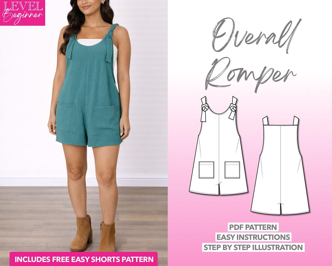Overall Romper Sewing Pattern: Women's Playsuit (PDF Pattern XS-XXXL ...
