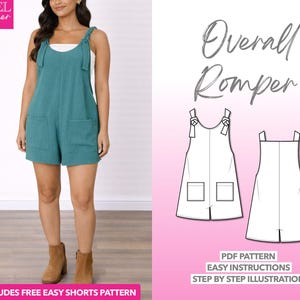 Overall Strampler Schnittmuster: Damen Playsuit (PDF Schnittmuster XS-XXXL) Bonus Shorts