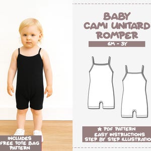 Baby Cami Romper Sewing Pattern: Unitard Onesie (6M-3Y) (PDF Pattern)
