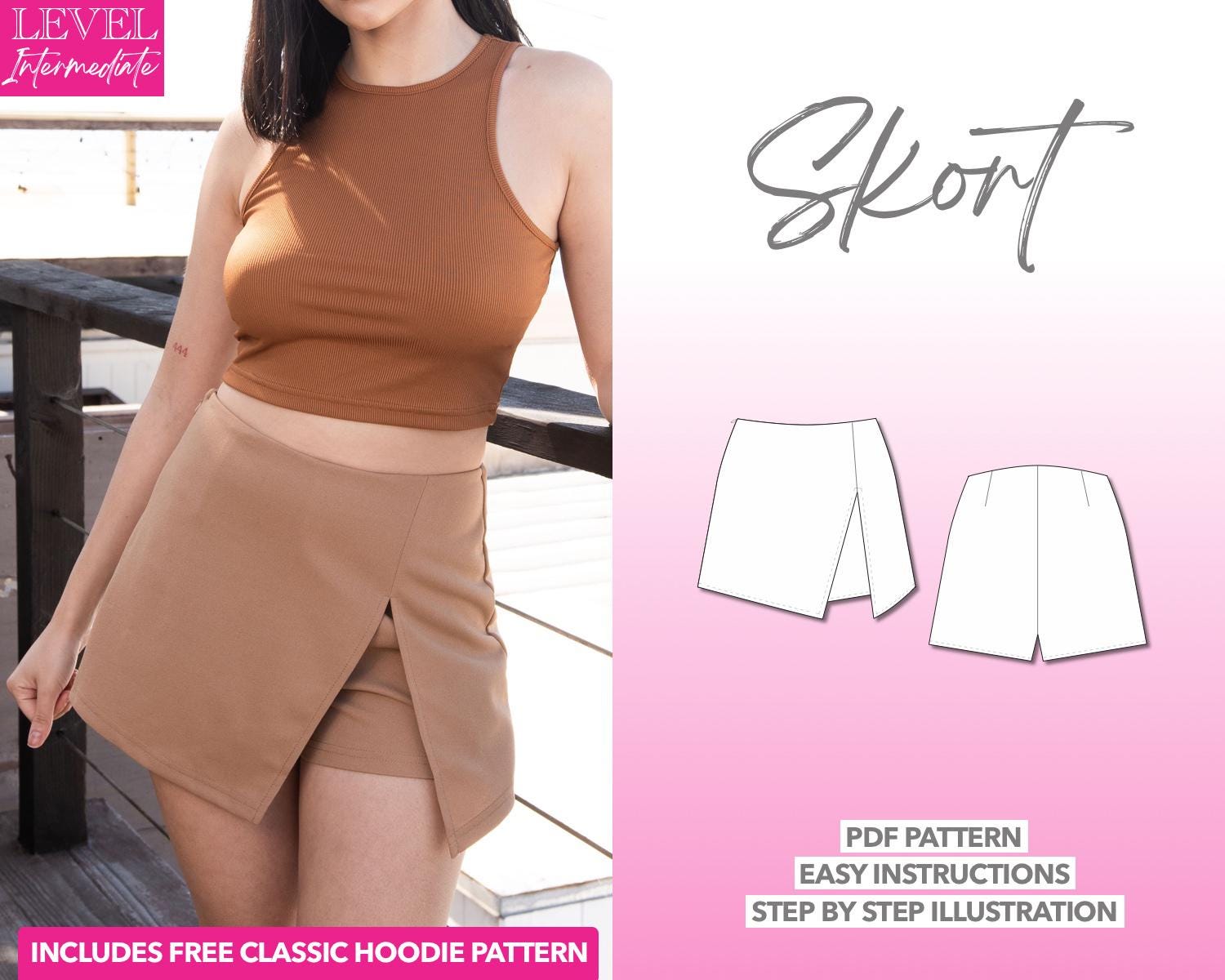 Skort Sewing Pattern Skirt Sewing Pattern Shorts PDF Pattern Skort Pattern Easy PDF Sewing Pattern Skirt Easy Skort Pattern PDF Knit Skort Etsy