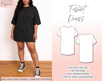 Plus Size T-Shirt Dress Sewing Pattern 0XL-4XL (PDF Pattern)
