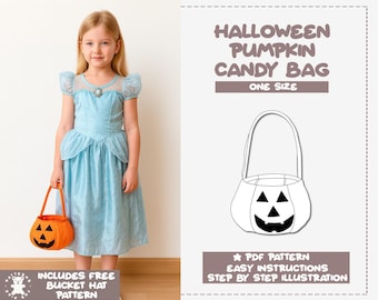 Wzór na torbę na smakołyki z dyni na Halloween (wzór PDF)