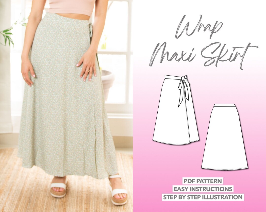 Skirt Sewing Pattern Wrap Maxi Skirt Pattern Women Skirt Sewing Pattern