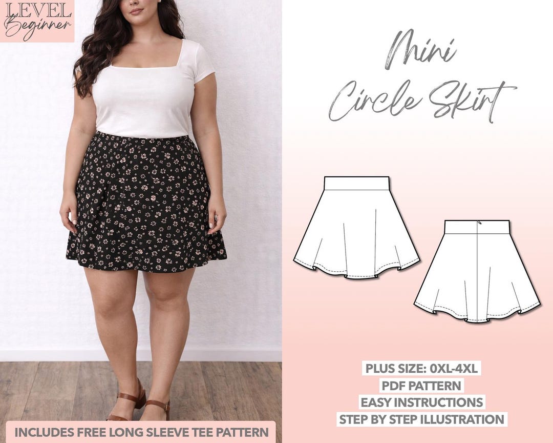 Plus Size Mini Circle Skirt Sewing Pattern (PDF Pattern) - Etsy