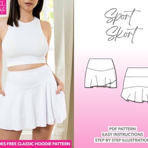 Skort Sewing Pattern Women PDF Pattern Sport Skort Sewing Pattern Workout Shorts Pattern Gym Skirt Sewing Pattern PDF Knit Shorts Pattern