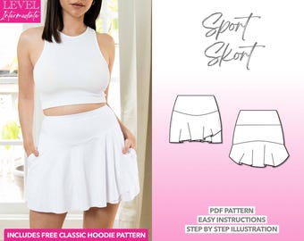 Skort Sewing Pattern Women PDF Pattern Sport Skort Sewing Pattern Workout Shorts Pattern Gym Skirt Sewing Pattern PDF Knit Shorts Pattern