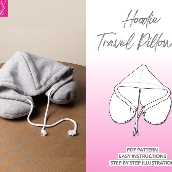 Hoodie Travel Pillow Sewing Pattern Accessories PDF Pattern Hoodie Sewing Pattern Portable Pillow For Travel Pattern