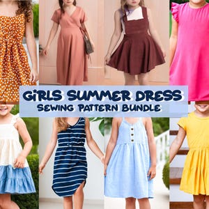 Girls Summer Dress Sewing Patterns 1Y-8Y Girls Dress Pattern Kids Sewing Pattern Toddler Dress Pattern Summer Dress Pattern Bundle PDF Dress
