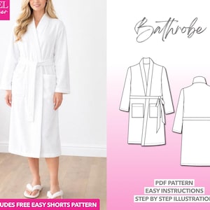 Easy Bathrobe Schnittmuster: Loungewear (PDF-Muster, XS-XXXL)
