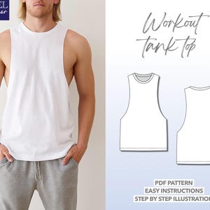 Anfängerfreundliches Schnittmuster für ein Sporttop, Tanktop (PDF-Schnittmuster), einfaches Herren-Schnittmuster, Tanktop-Schnittmuster für das Fitnessstudio