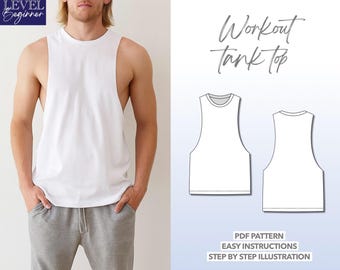 Beginner Friendly Top Sewing Pattern Workout Top Pattern Tank Top PDF Pattern Easy Men Sewing Pattern Tank Sewing Pattern Gym Tank Pattern