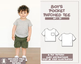 Boys Pocket Tee Sewing Pattern (PDF Pattern)