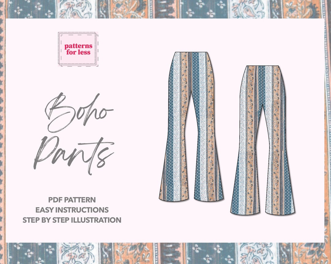 Pants Sewing Pattern Boho Pants PDF Pattern Knit Pants Sewing Pattern ...