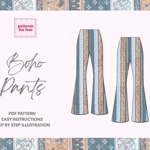 Pants Sewing Pattern Boho Pants PDF Pattern Knit Pants Sewing Pattern Women Sewing Pattern Comfy Pants Pattern
