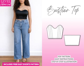 Bustier Top Schnittmuster: PDF Korsett Schnittmuster (XS-XXXL)