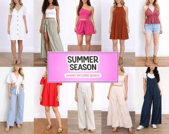 Sommerliches Schnittmuster-Bundle: Damen Top, Kleid, Rock, Hose (PDF-Download XS-XXXL)