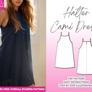 Dress Sewing Pattern Halter Dress Pattern Summer Dress Pattern Women PDF Pattern Beginner Sewing Pattern Cami Dress PDF Pattern Mini Dress