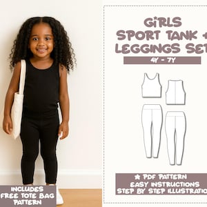 Girls Sport Tank and Leggings Sewing Pattern (4Y-7Y) (PDF Pattern)