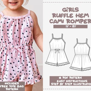 Girls Ruffle Hem Cami Romper Sewing Pattern (1Y-8Y) (PDF Pattern)