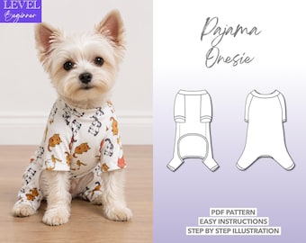 Patrón de costura en PDF para pijama de perro (tallas S–6XL)