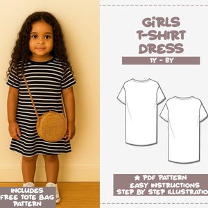 Mädchen T-Shirt Kleid Schnittmuster (1Y-8Y) (PDF-Muster)