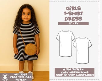 Girls T-Shirt Dress Sewing Pattern (1Y-8Y) (PDF Pattern)