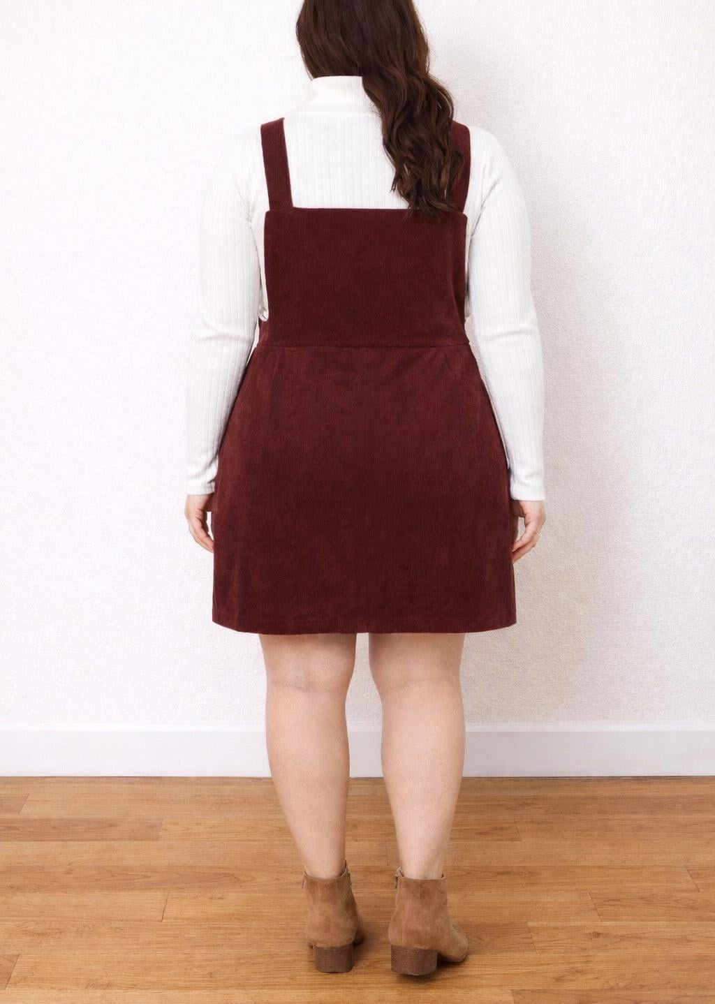overall dress burgundy Plus Size Mini Sewing Pattern: Zip Front, Pockets (PDF Pattern 0XL-4XL) Size:AU10 Buy Stop Black Solid premium leather shoes Odette overall Wear over long sleeves