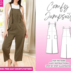 Jumpsuit Sewing Pattern Overall Jumpsuit Women Sewing Pattern Overall Pattern Women Jumpsuit Dungaree Pants Loose Trouser Overalls Pattern