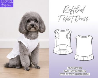 Dog T-Shirt Dress Sewing Pattern, Pet PDF Sewing Pattern, Dog Sewing Pattern, Cat Sewing Pattern, Dog Dress, Cat Dress, Pet Dress Ruffles