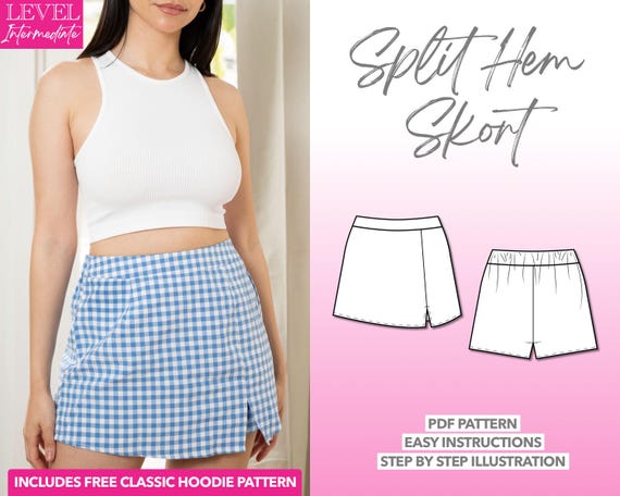 Skort Sewing Pattern Split Hem Skort Pattern Women Sewing