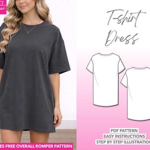T-Shirt Dress Sewing Pattern Easy Pattern Women Tee Pattern Knit Dress Beginner Friendly Tee Dress Pattern Tee Shirt Dress Learn How to Sew