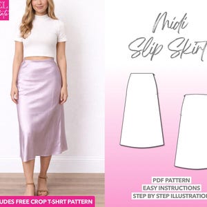 Midi Slip Skirt Sewing Pattern: Women's Sizes XS-XXXL (PDF Pattern)