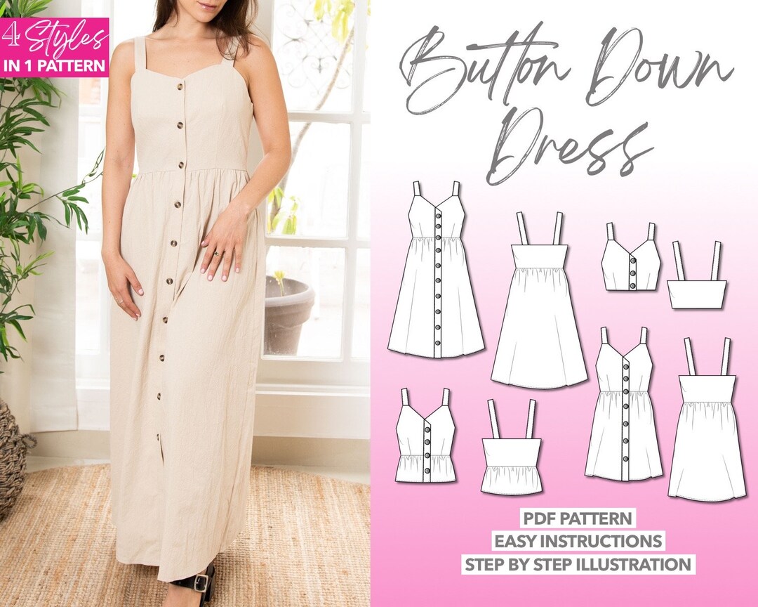 Dress Sewing Pattern Button Down Dress Pattern Linen Dress Etsy Australia