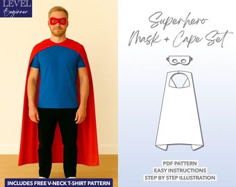 Superhero Cape and Mask Sewing Pattern Set (PDF Download)
