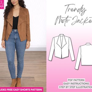 Moto Jacket Sewing Pattern: Women's Biker Jacket (PDF Download XS-XXXL)