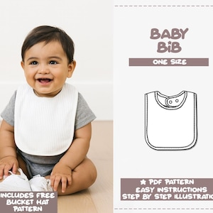 Baby Bib Sewing Pattern: Easy Waterproof Bib PDF (Bonus Bucket Hat)