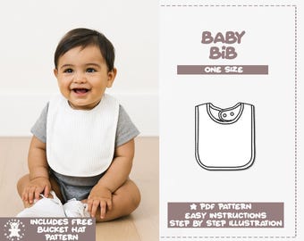 Baby Bib Sewing Pattern: Easy Waterproof Bib PDF (Bonus Bucket Hat)