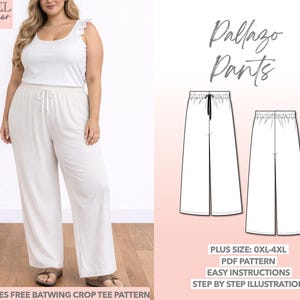 Modello di cucito per pantaloni palazzo taglie forti 0XL-4XL (modello PDF)