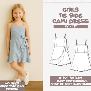Girls Ruffle Trim Cami Dress Sewing Pattern (PDF Download 6Y-12Y)