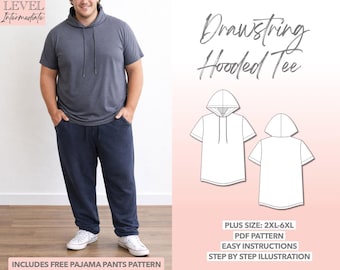 Plus Size Mens Hoodie Sewing Pattern 2XL-6XL (PDF Pattern)