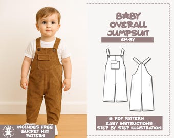 Baby Overall Jumpsuit Sewing Pattern 6M-3Y (PDF Pattern)