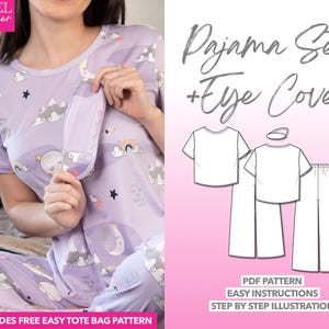 Pajama Set Sewing Pattern Sleepwear Pattern PJ Sewing Pattern Eye Cover Pattern Pajama Pants Sewing Pattern Loungewear PDF Pattern Pajama